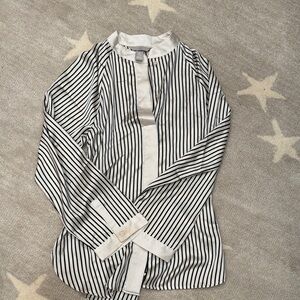 H&M Satin Striped Black and White Women's Top